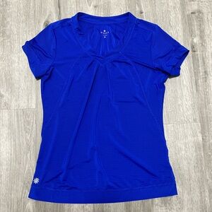 Athleta Blue Athletic Top‎ w/ reflective back detail, size M